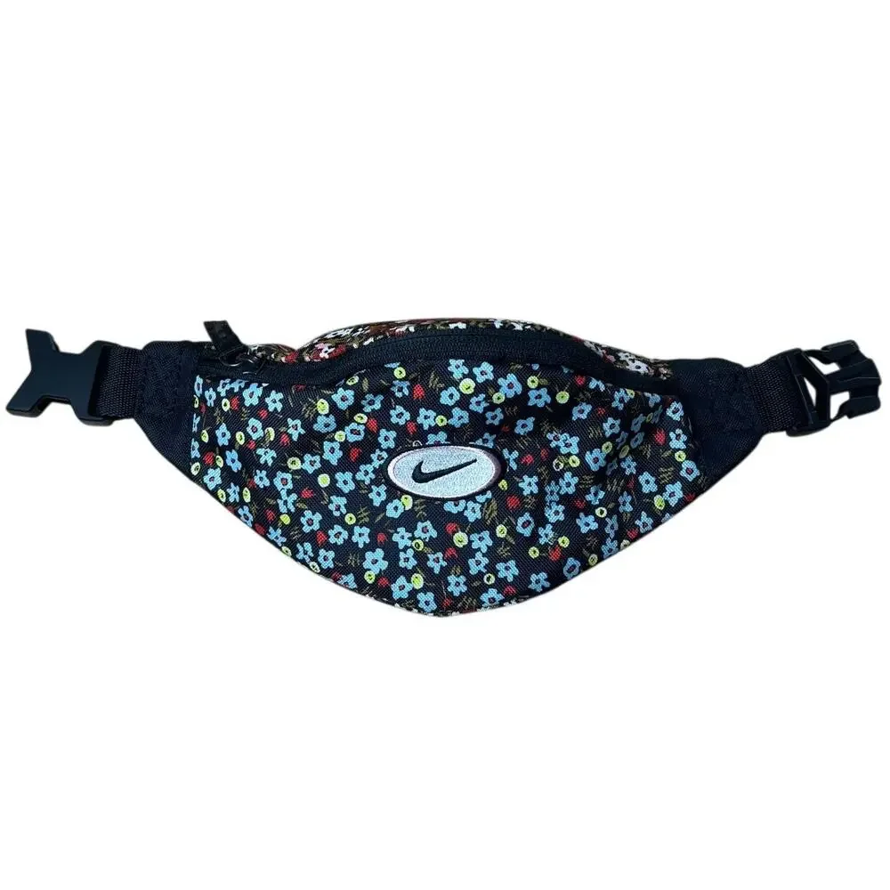 Nike Heritage Floral Fanny Pack Waist Bag Black Multi Color Flower Belt Hip Pack